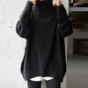 Monci® - Black plain long-sleeved sweater with high neck