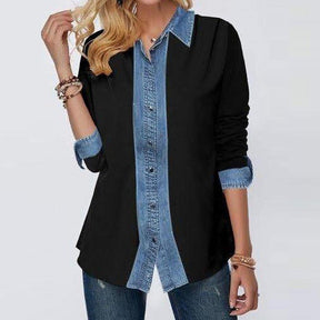 Even&amp;Vil® - Two looks in 1 denim black blouse