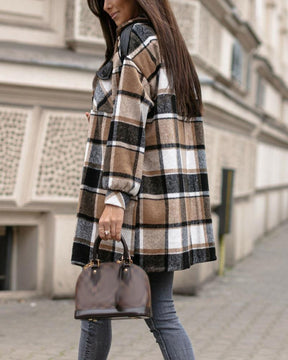 Santvarius® - Stylish coffee outerwear with check print