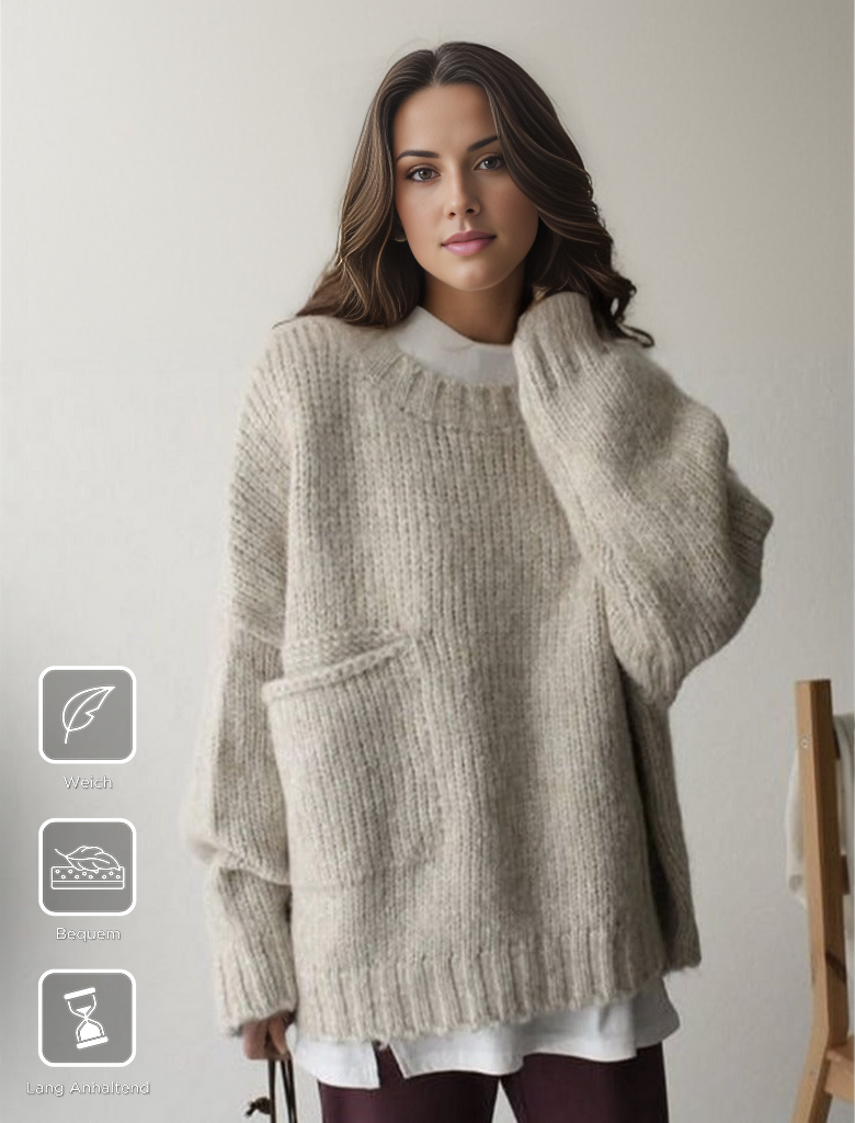 FallStil® - Oversize sweater with ivory pocket front