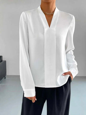 FallStil® - White plain V-neck top