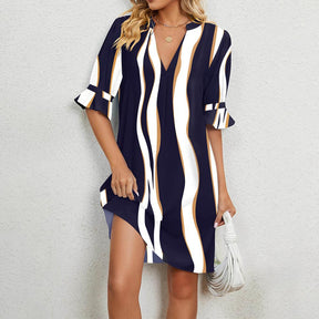 FallStil® - Chic blue print mini dress