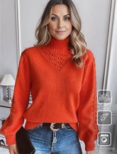 StrickSinn® - Orange plain turtleneck sweater