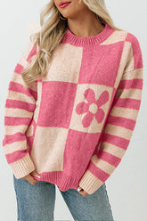 BlütenBliss® - Checkered and striped knitted sweater