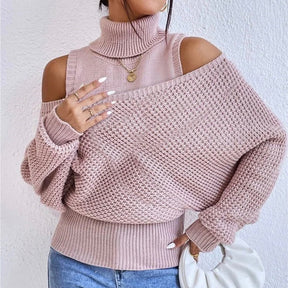 WinterStil® - Pink plain sweater with high neckline