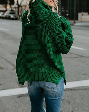 FallStil® - Knitted sweater with stand-up collar and long sleeves