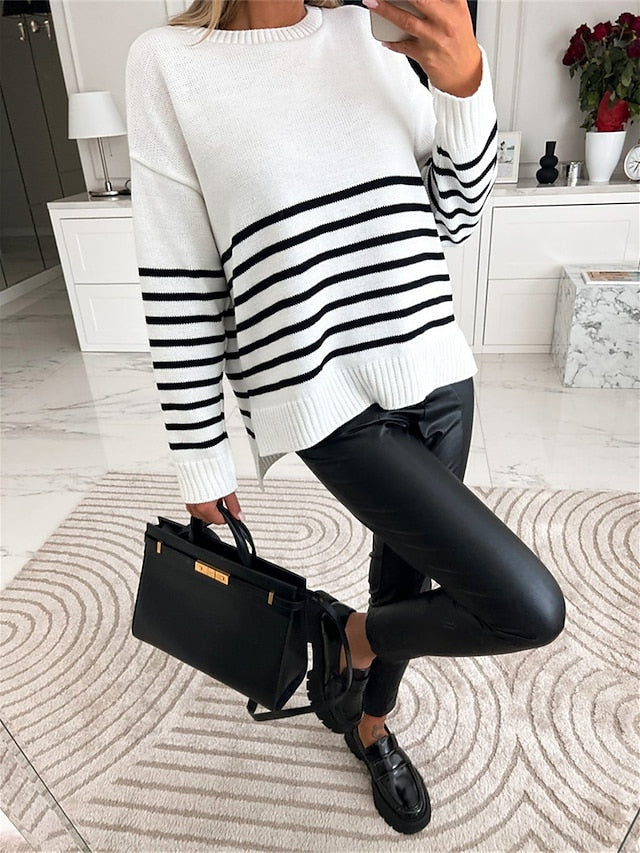 StrickSinn® - Black and white striped sweater