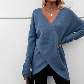 Santvarius® - Blue plain long sleeve sweater