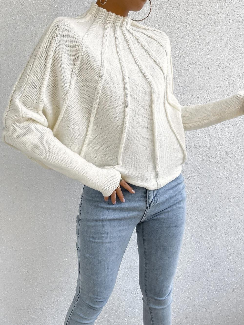 FallStil® - Cream white reverse seam dolman sleeve sweater