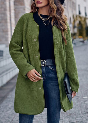 WinterTrend® - Green plain cardigan with long sleeves