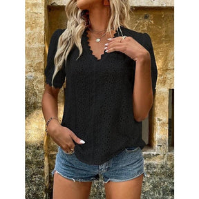 Elegance Black Short Sleeve Top