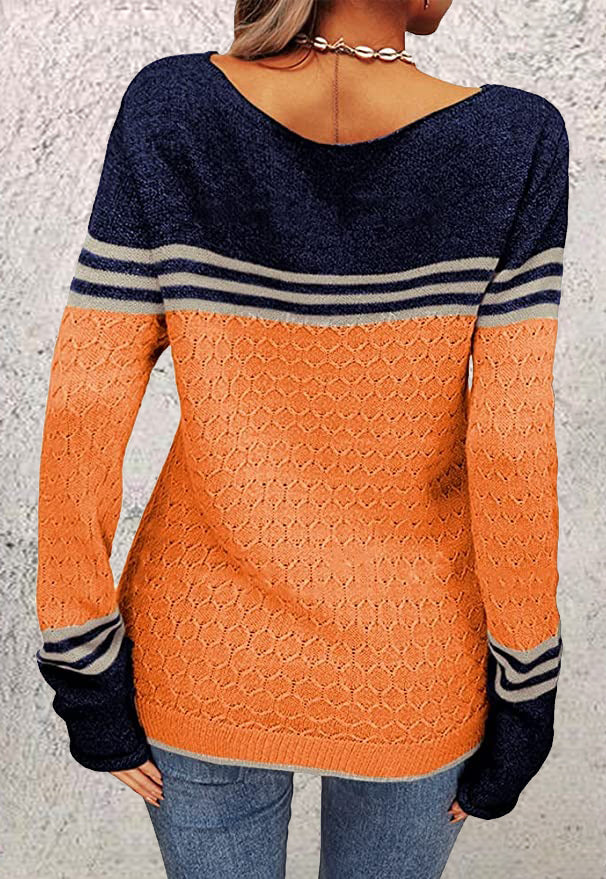 PureWear® - Orange and blue striped long sleeve top