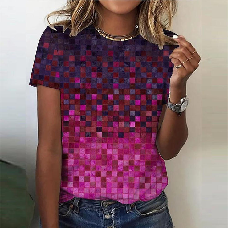 Naturlux® - Fuchsia color block short sleeve top