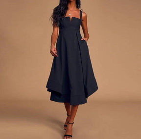 SpringStil® - Chic midi dress with empire waist and straps