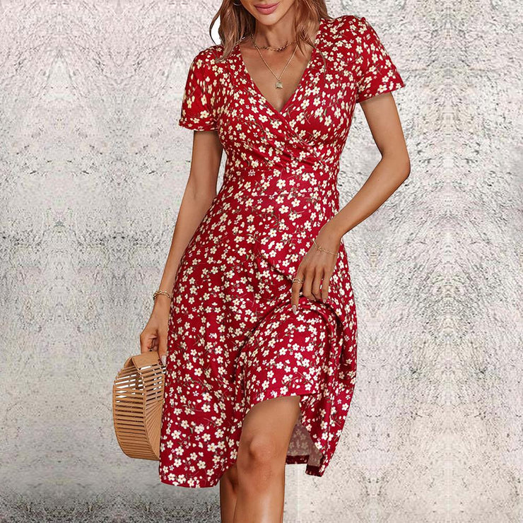 BlütenBliss® - Red mini dress with short sleeves