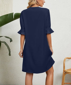 FallStil® - Unique solid color half sleeve mini dress