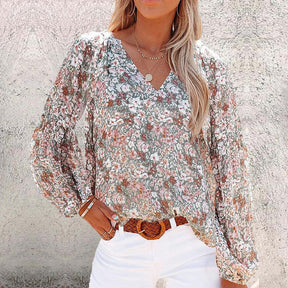 BlütenBliss® - Colorful Mini Floral Pattern Long Sleeve Blouse Top