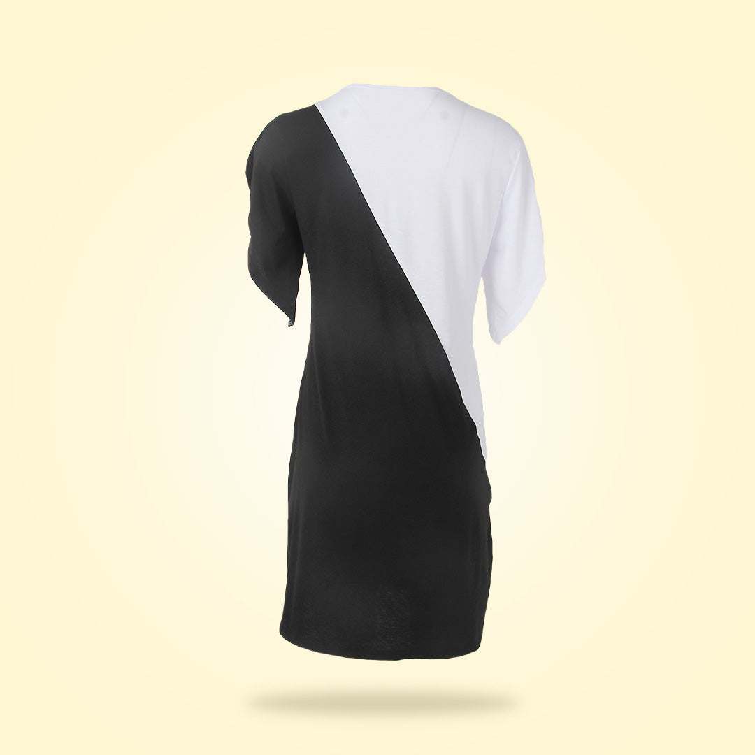 SpringStil® - Black and white mini dress with short sleeves