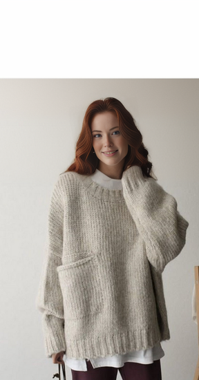 FallStil® - Oversize sweater with ivory pocket front