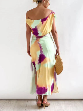 FallStil® - Elegant midi dress with multicolor print 