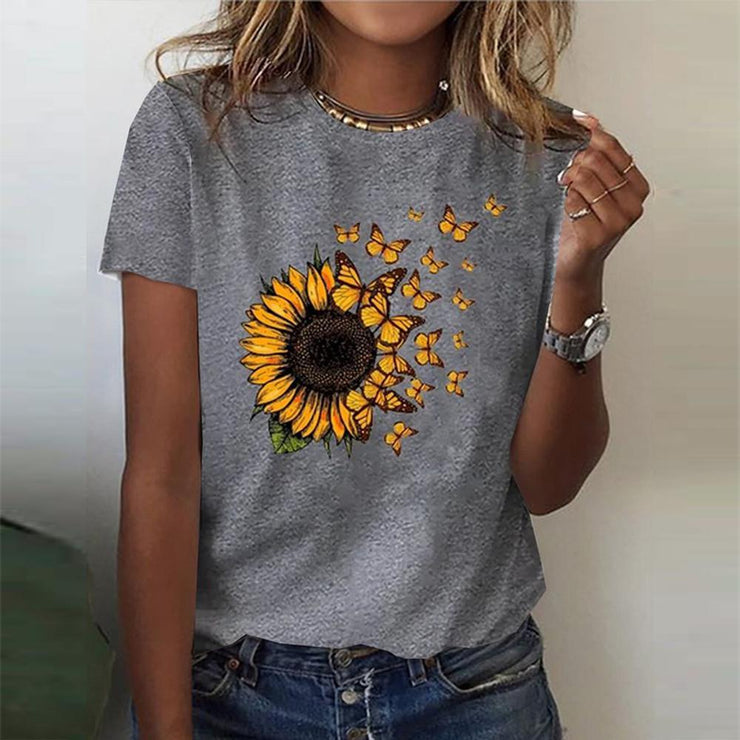 FallStil® - Grey short sleeve top with floral print