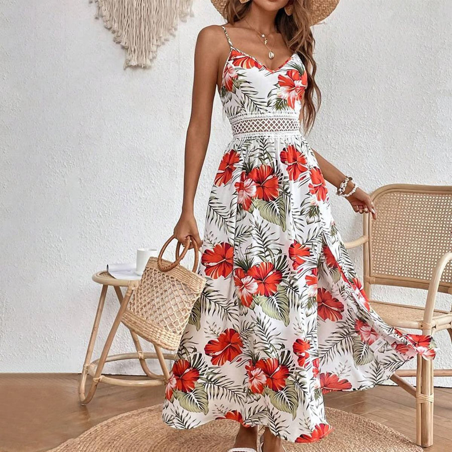 SpringStil® - Romantic sleeveless maxi dress with floral print