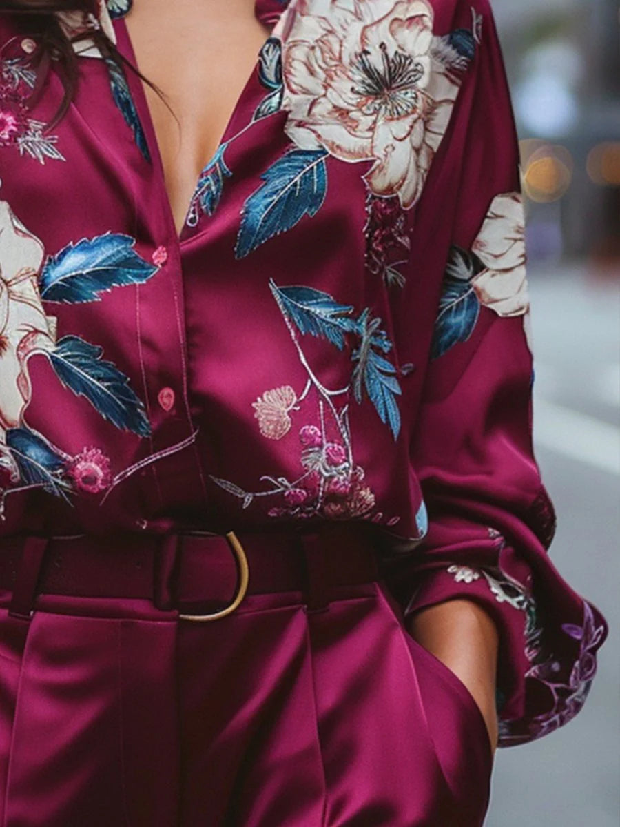 Satin Flower Elegance Blouse