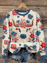 Western Flower Cow Sweater