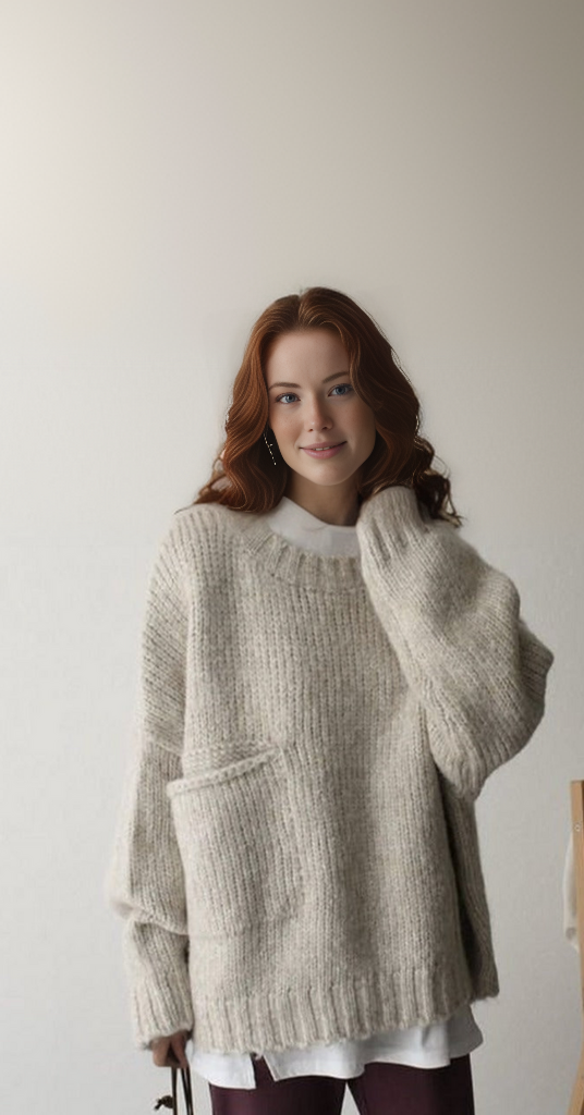 FallStil® - Oversize sweater with ivory pocket front