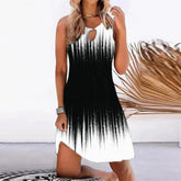 BlütenBliss® - Black and white ombré mini dress with keyhole without sleeves