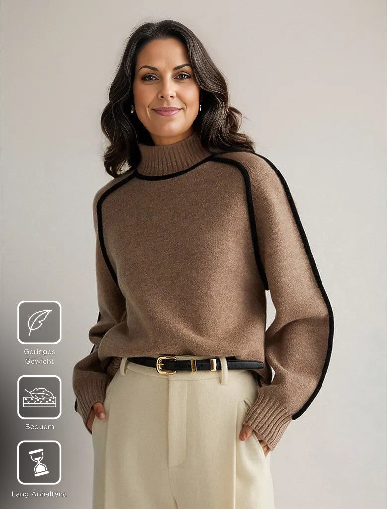 Naturlux® - Coffee sweater with high neckline