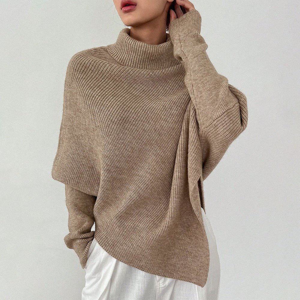 StrickSinn® - Apricot-colored plain sweater with turtleneck