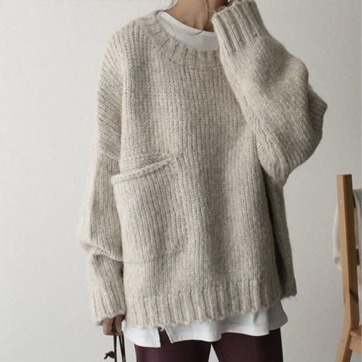 FallStil® - Oversize sweater with ivory pocket front