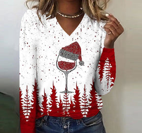 FallStil® - Tipsy Red Wine Holiday Party Long Sleeve Top