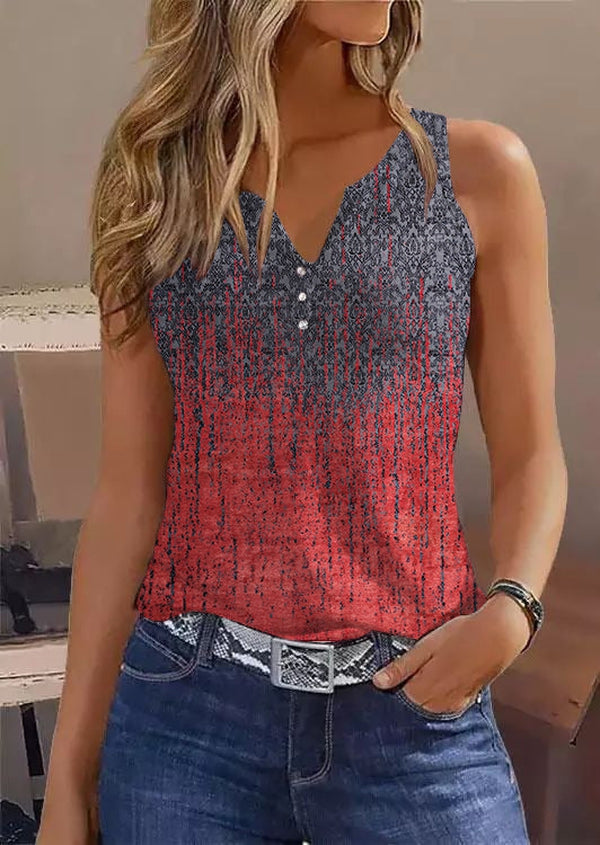 FallStil® - Ombre tank top with rain pattern in blue and red