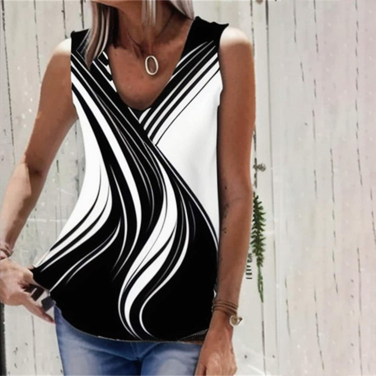 EcoExotica® - Black and white sleeveless top