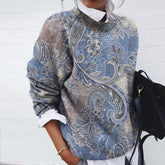 FallStil® - Long-sleeved top with blue floral paisley print