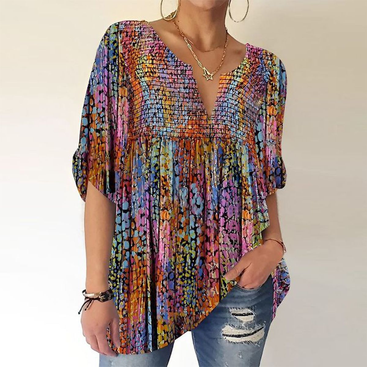 Stylish color explosion blouse