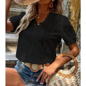 Elegance Black Short Sleeve Top