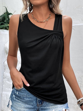 FallStil® - Black plain sleeveless tank top with V-neck