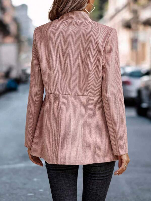 HerbstTrend® - Modern pink solid color blazer jacket with long sleeves