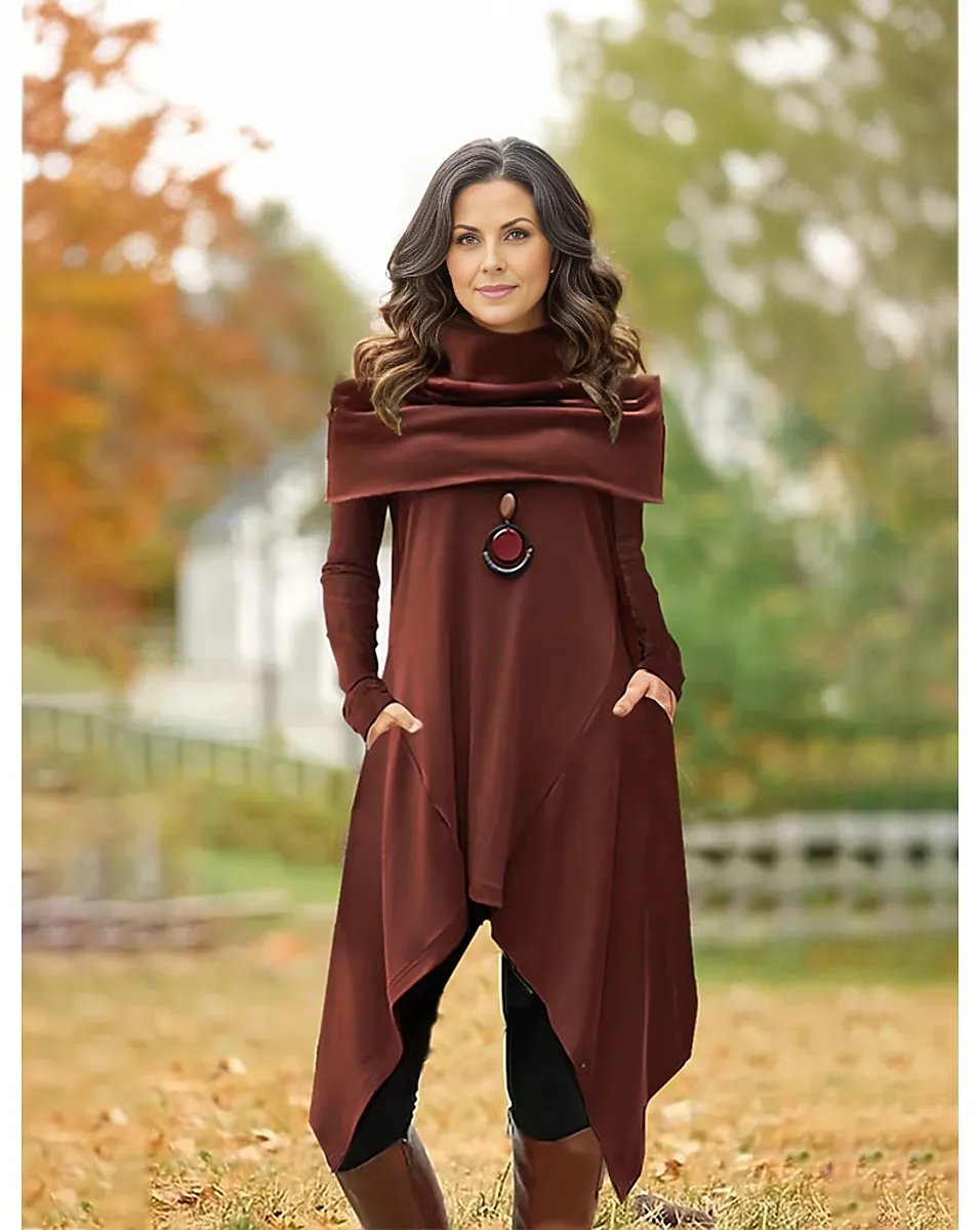 WinterTrend® - Brown plain long-sleeved top