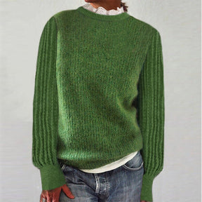 ChristStil® - Green long-sleeved sweater with round neck