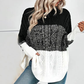 WinterStil® - Black and white color block sweater