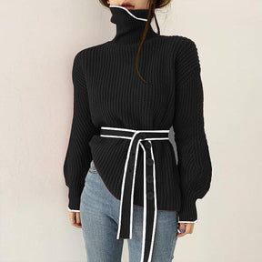 WinterStil® - Black long-sleeved sweater with high neckline