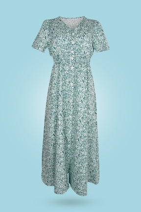 Flower Magic Green Midi Dress