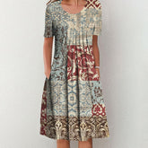 Naturlux® - Trendy midi dress with short sleeves and print