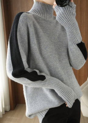 WinterStil® - Slate grey and black striped turtleneck sweater