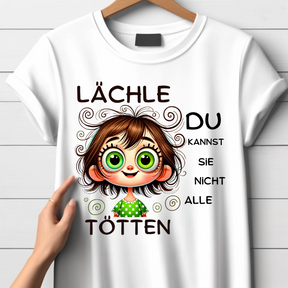 Lächel-Motiv T-Shirt | Humorvolles Statement | Lustige Weihnachten | Shirt für Frauen