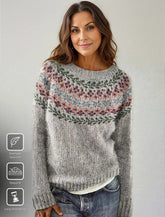 WinterTrend® - Elegant round neck sweater with print